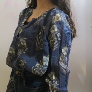 Blue long sleeve shear top in small.